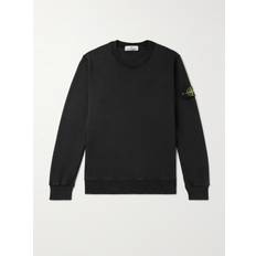 Stone Island - Logo-Appliquéd Garment-Dyed Cotton-Jersey Sweatshirt - Men - Black - XL
