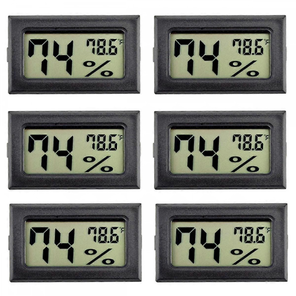 6-pak mini hygrometer indendørs fugtighedsmåler hygrometer digitale termometre fugtighed med () til G