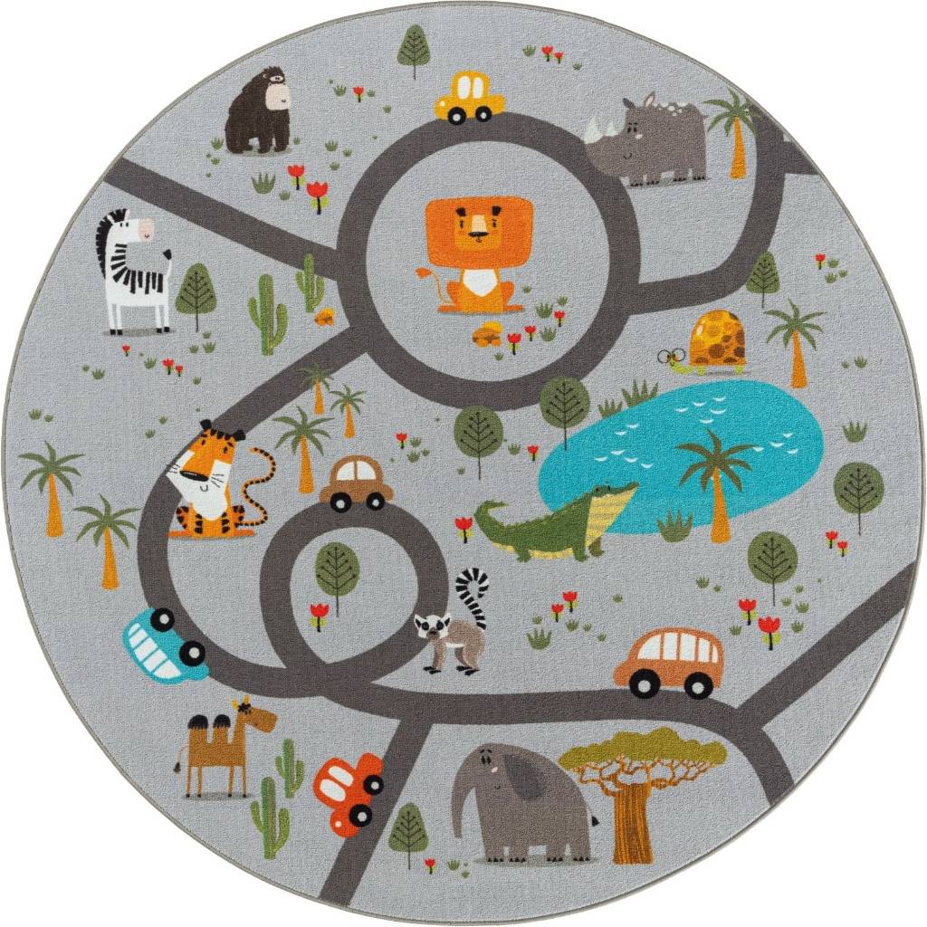 Play Animals Grå – Rund Barnmatta