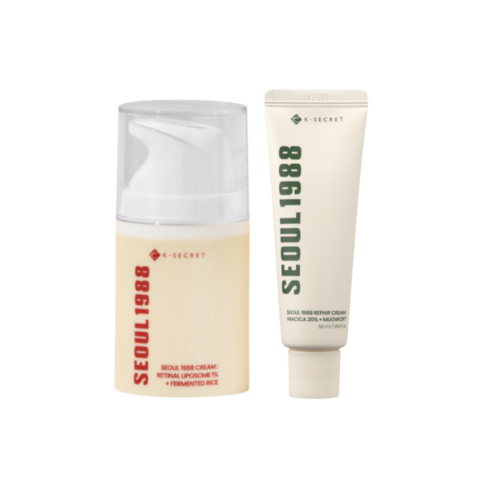 KSECRET - SEOUL 1988 Cream : Retinal Liposome 1% + Fermented Rice - 50ml (1ea) & SEOUL 1988 Repair Cream : Niacica 20% +... - black