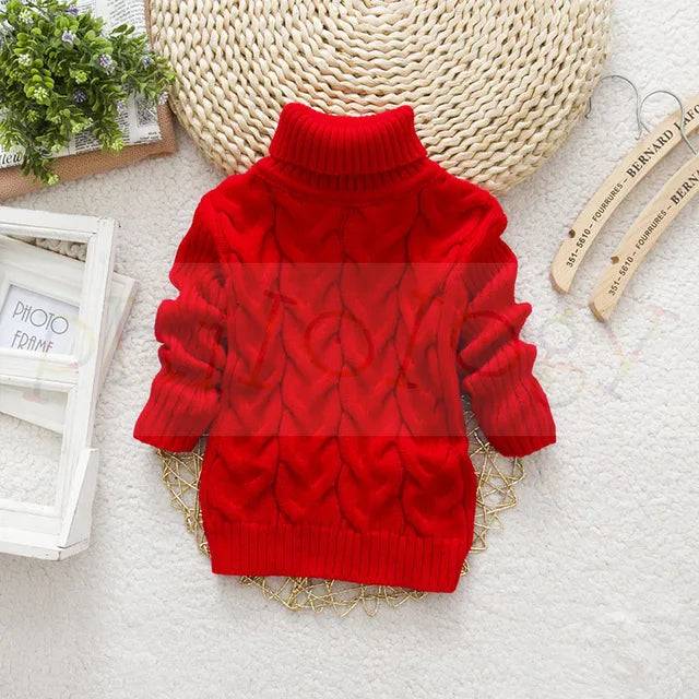 Mini Fashion™ - Stickad tröja med polokrage Röd / Storlek 92 (2-3 år) | Pedagogiska Träleksaker (size)