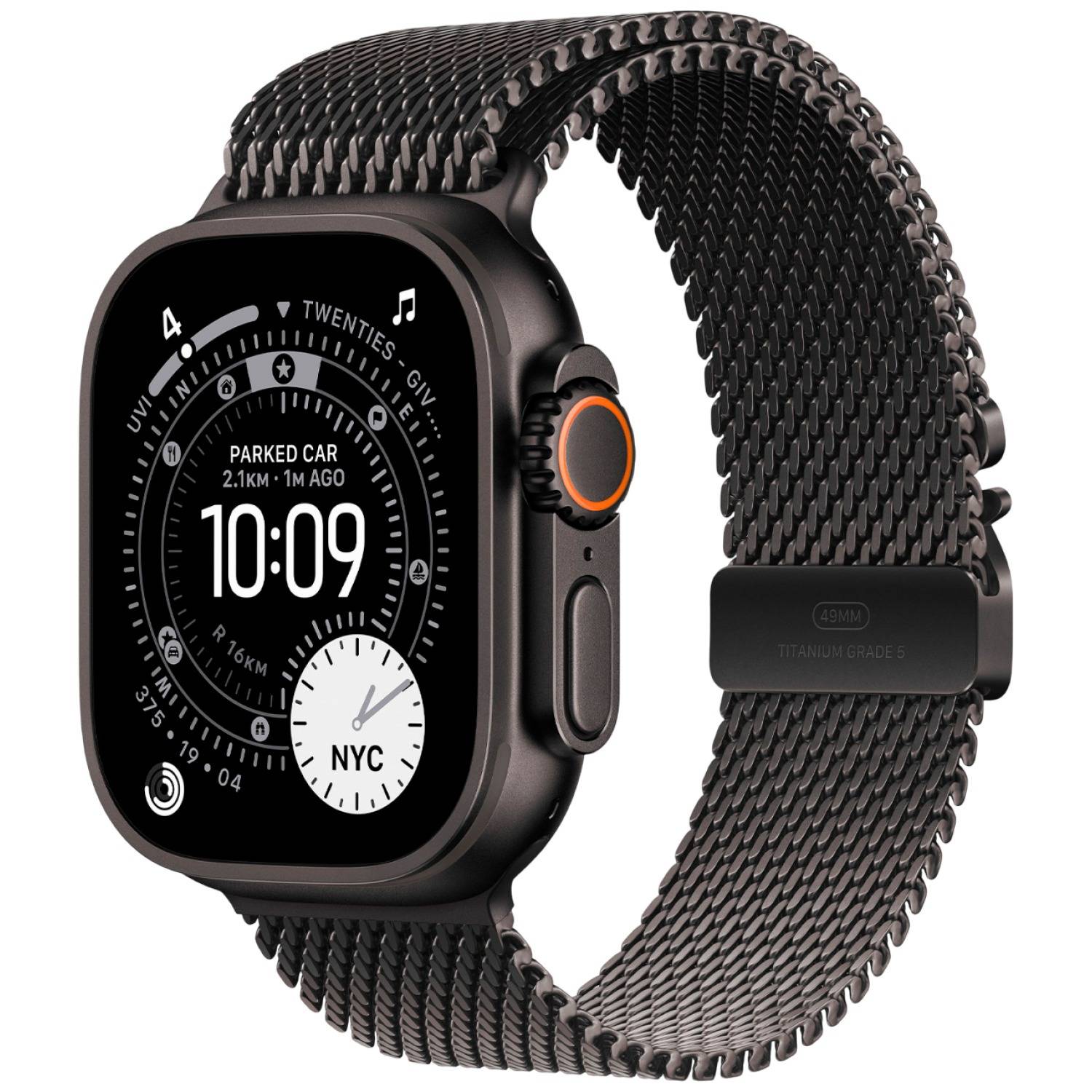 Apple Watch Ultra 3GPS + Cellular49mmBlack Titanium Black Titanium Milanese Loop Medium MF1Q4 - Unisex - 49 mm - Smartklocka - Quartz med laddare - Svart (42/44/45/49 mm)