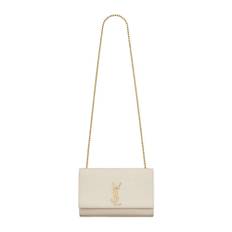 Saint Laurent, Taske, Dame, Beige, ONE SIZE, Uld, Mellem Skuldertaske med YSL Monogram