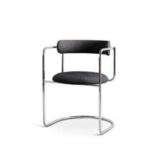 Friends & Founders - FF Cantilever Chair Rounded, Chrome Legs - Fabric Cat. 3 Atherini 001 - Spisebordsstole - Ida Linea Hildebrand - Brun - Metal/Tekstilmateriale