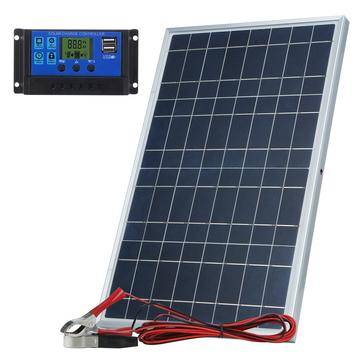 10W solcellepanel-batteriopladersæt med 10A laderegulator til portåbnere (Open Box - Fantastisk stand)