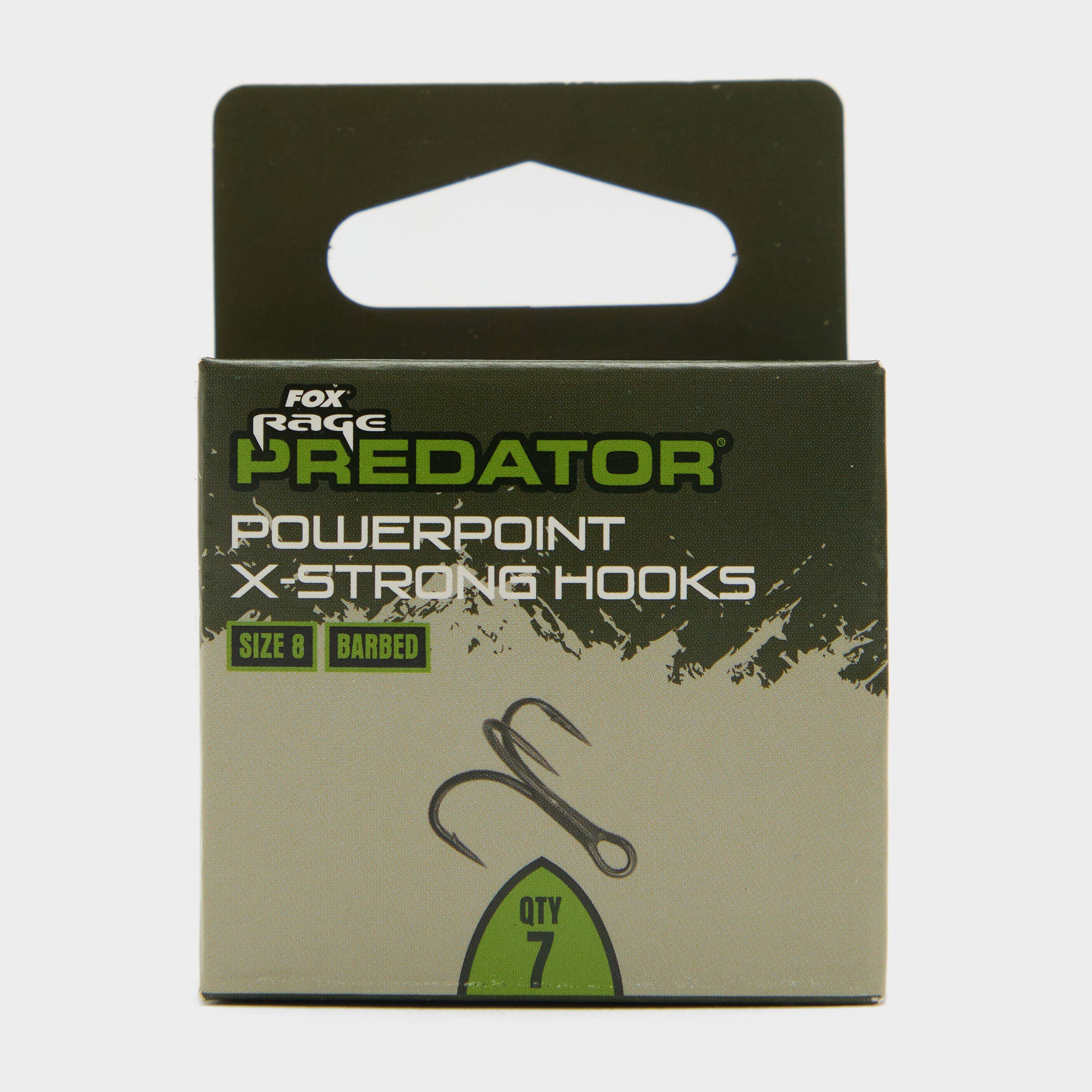 Fox Rage Predator X-Strong Barbed Treble Hooks 8 x 6, Black - One Size