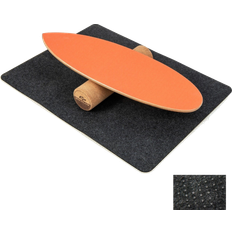 Northix Wooden Balance Board Wobble Board With Wheel Blanket 3-in-1 Balance Board Kit Orange Träningsutrustning Orange - One Size