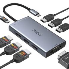 Docking Station USB C Dual Displayports, 8 in 1 Laptop Dockingstation Zwei Monitor mit 2 DP, HDMI, VGA, PD, 3 USB Ports, USB-C Hub Multiport Adapter für HP, Lenovo Thinkpad,Surface