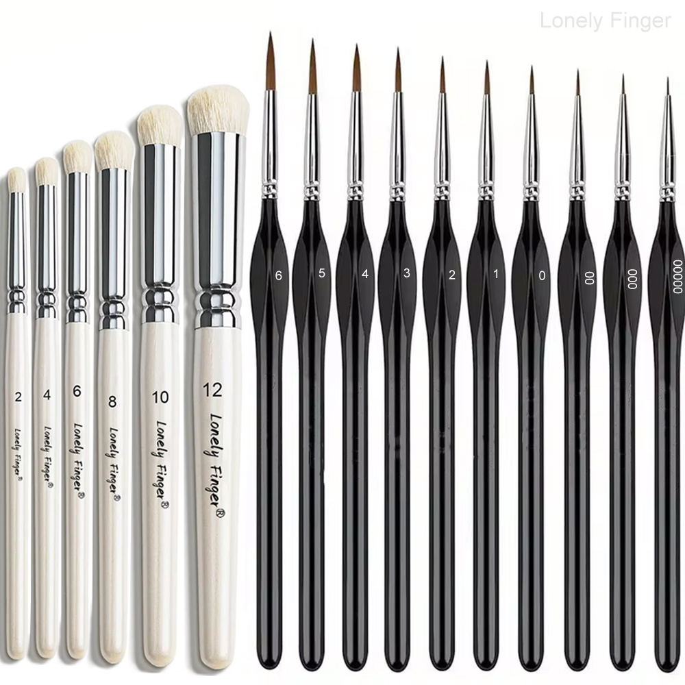 Miniature Paint Brushes Drybrush Set, Detail Paint Brushes for Acrylics, Watercolor, Figurines Model, Face Painting,