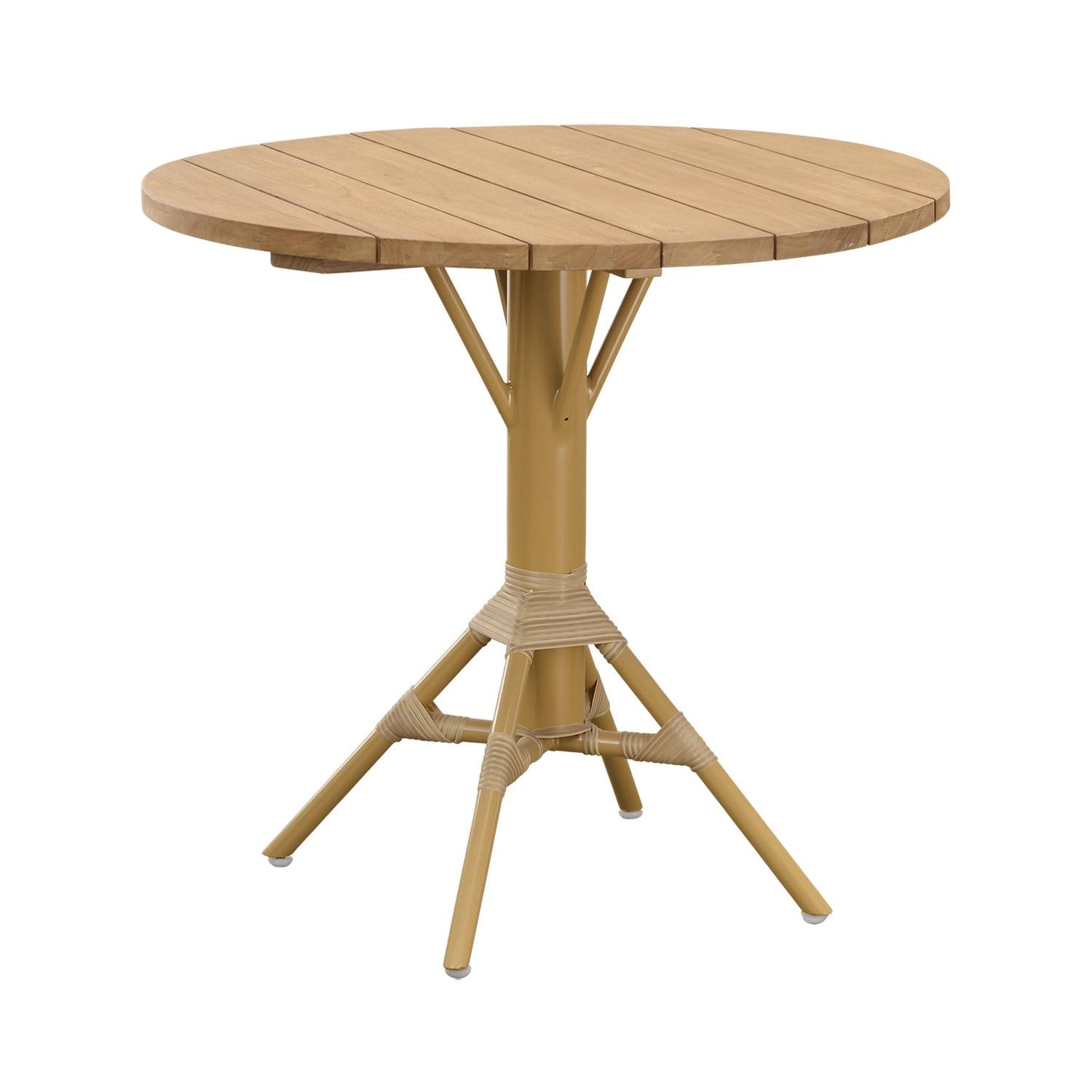 Nicole cafébord almond/teak Ø80 cm - Beige/Träfärgad