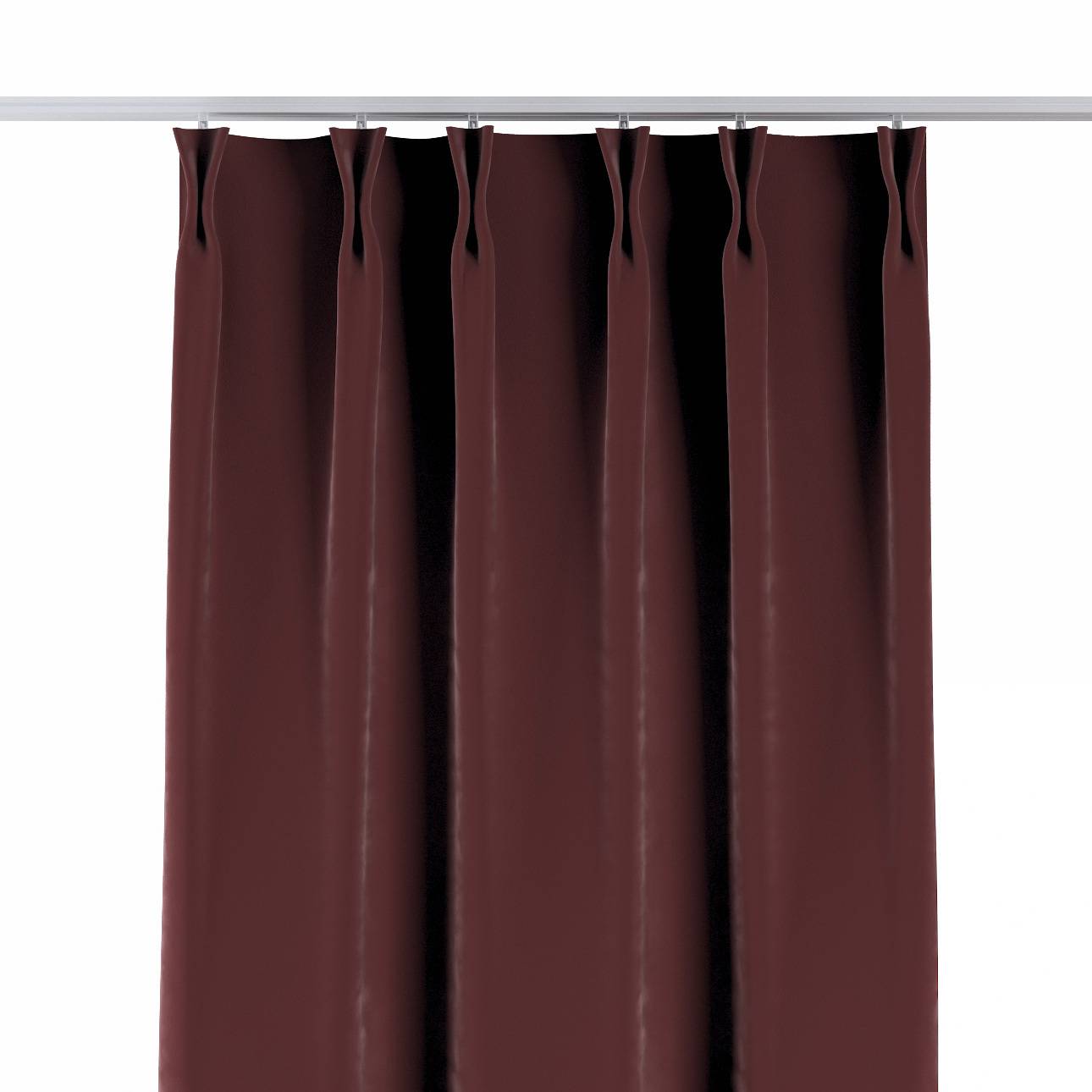 Gardin med dubbel fast veck 1 längd, Bordeaux, Velvet