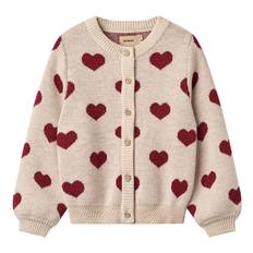 Wheat Cardigan - Strik - Hearts - Offwhite Melange - Wheat - 7 år (122) - Cardigan