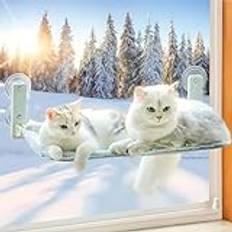 Bibykivn Kattsäng fönster vikbar hängmatta, katt hängmatta, katt hängmatta, fönster, katt hängmatta för stor katt med stabila sugkoppar håller upp till 18 kg (40 lb/18 kg (grå, 52 x 30 cm)