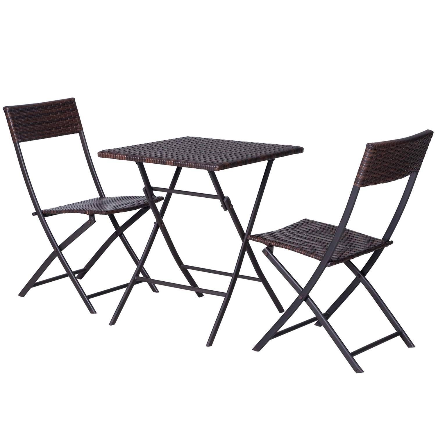 Brunt Polyrattan Bistroset för 2, Trädgårdsmöbler