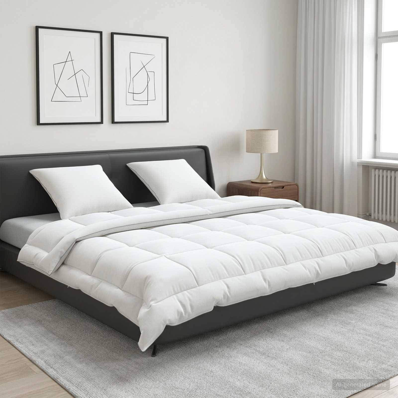 vidaXL Dyne- og puddesæt 3 pcs 240x260 cm Sommer 140 GSM Uld Hvid
