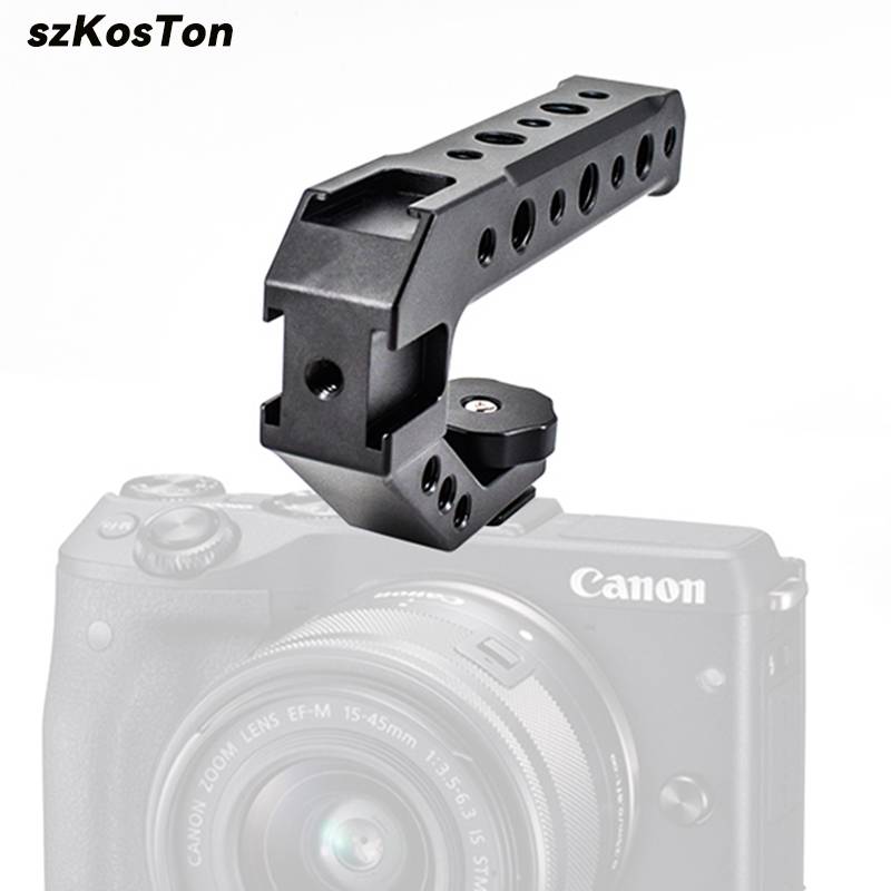Universal DSLR Camera Rig Top Handle 3 Cold Hot Shoe Adapter Mount for Monitor LED Light Microphone Metal Cheese Handle Grip