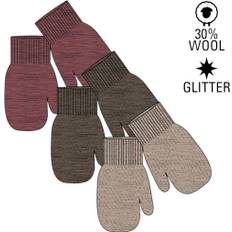 Mikk-Line Magic Mittens 3 Pack w. Lurex Stl. 2-4Y unisex - Vantar & Handskar Från Magasin - Apple Butter-choc (2-4Y)
