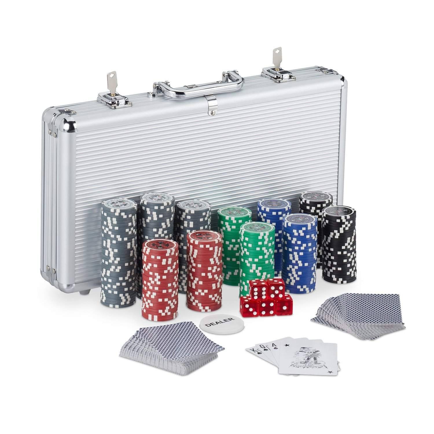 Pokersæt med 300 metalkernechips – Texas Holdem-klar