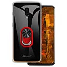 för Oneplus 6T, ultratunt telefonfodral + ringhållare, stativfäste, gelpudding, mjuk silikontelefon för Oneplus 6T McLaren 6,4 tum (RedRing-T)