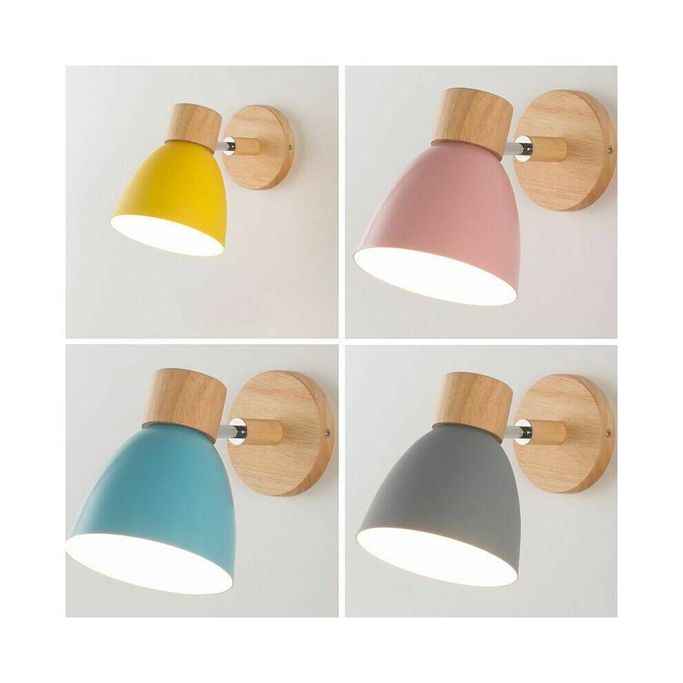 Justerbar vägglampa, nordisk minimalistisk för läslampor, rosa aluminiumskärm kupolformad trämetallfinish, E27-sockel inomhusbelysning med enkel