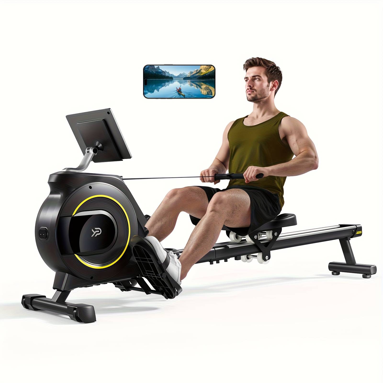 Ypoo Quiet Rowing Machines For Home, Magnetic Rower With 16-level Resistance & 350lb Weight Capacity, Row Machine With Comfortable Seat, Support Tablet Holder