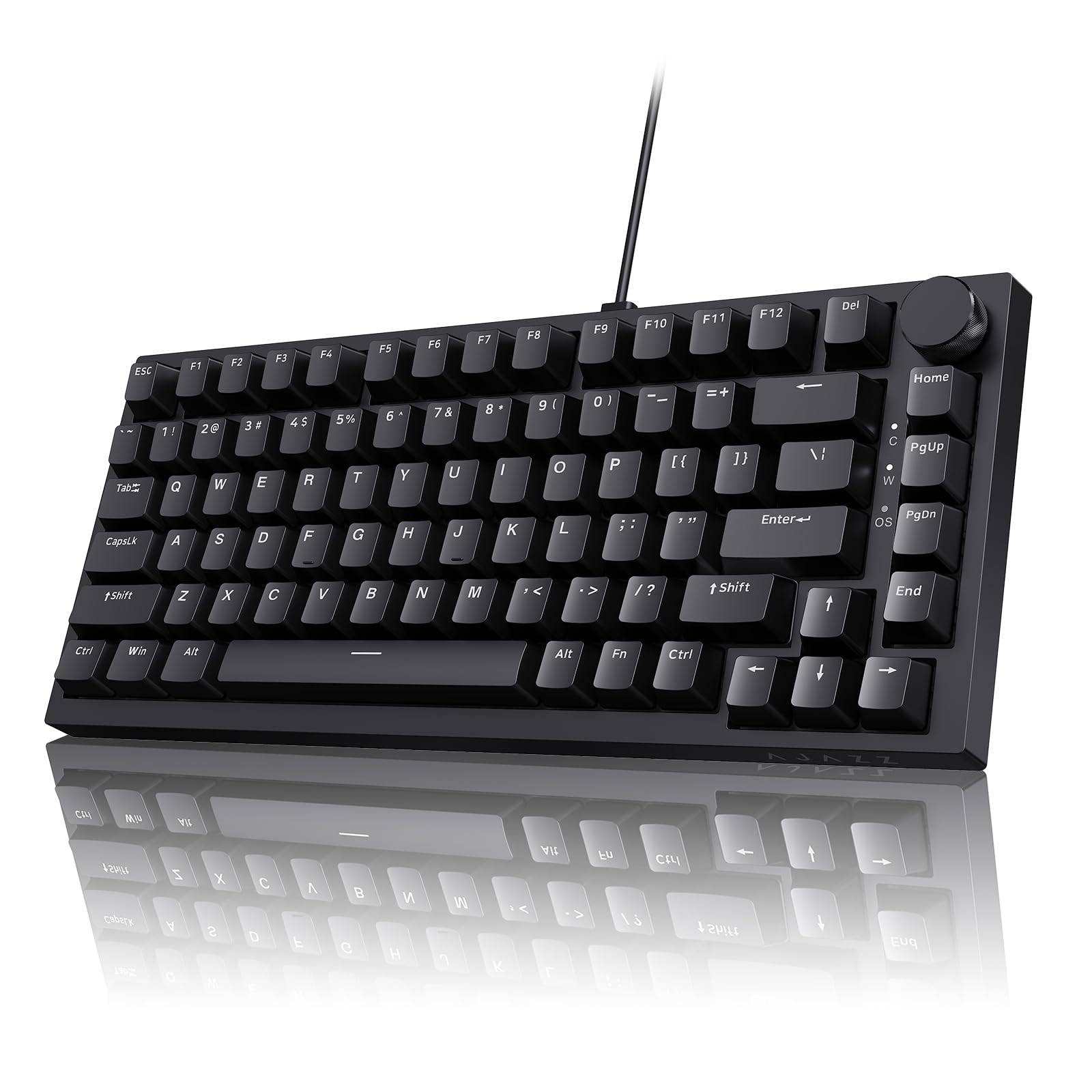 AK820 Red-Switch Mechanical Gaming Keyboard, 75% Layout, Hot-Swappable Switches, Featuring a USB-C Port, White Backlighting, Fiv