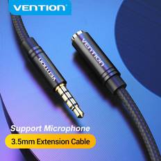Vention Audio-förlängningskabel 3,5 mm hane till 3,5 mm hona AUX-kabel för hörlurar MP3 MP4 iPhone 1m 2m 3m 5m 2m svart
