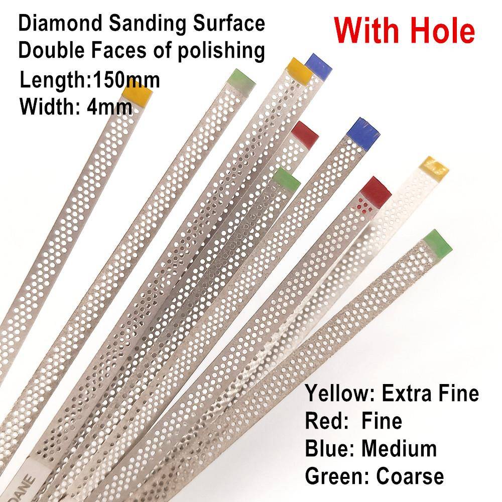 4 mm dental metall polerstift polerremsa med dubbla sidor av diamantslipyta med hål Tandblekningsmaterial