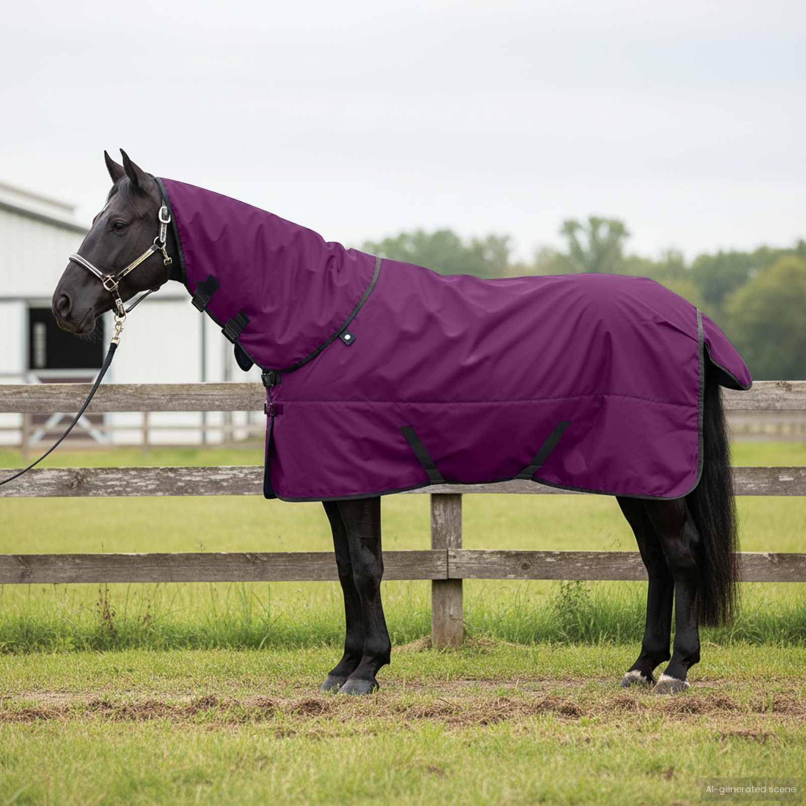 vidaXL Hästdyna Mörkgrön och svart 135 cm Polyester
