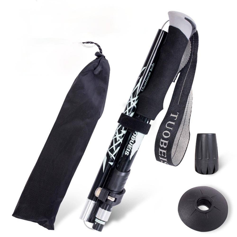 Trekking Pole Ultra-Light Telescopic Folding Trekking Bergsklättring Walking Stick Cane Walking grön