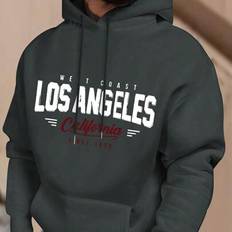 Men's Casual Letter Print Hoodie Sweatshirt, Autumn/Winter - Dark Grey - L,M,S,XL,XS,XXL,XXXL