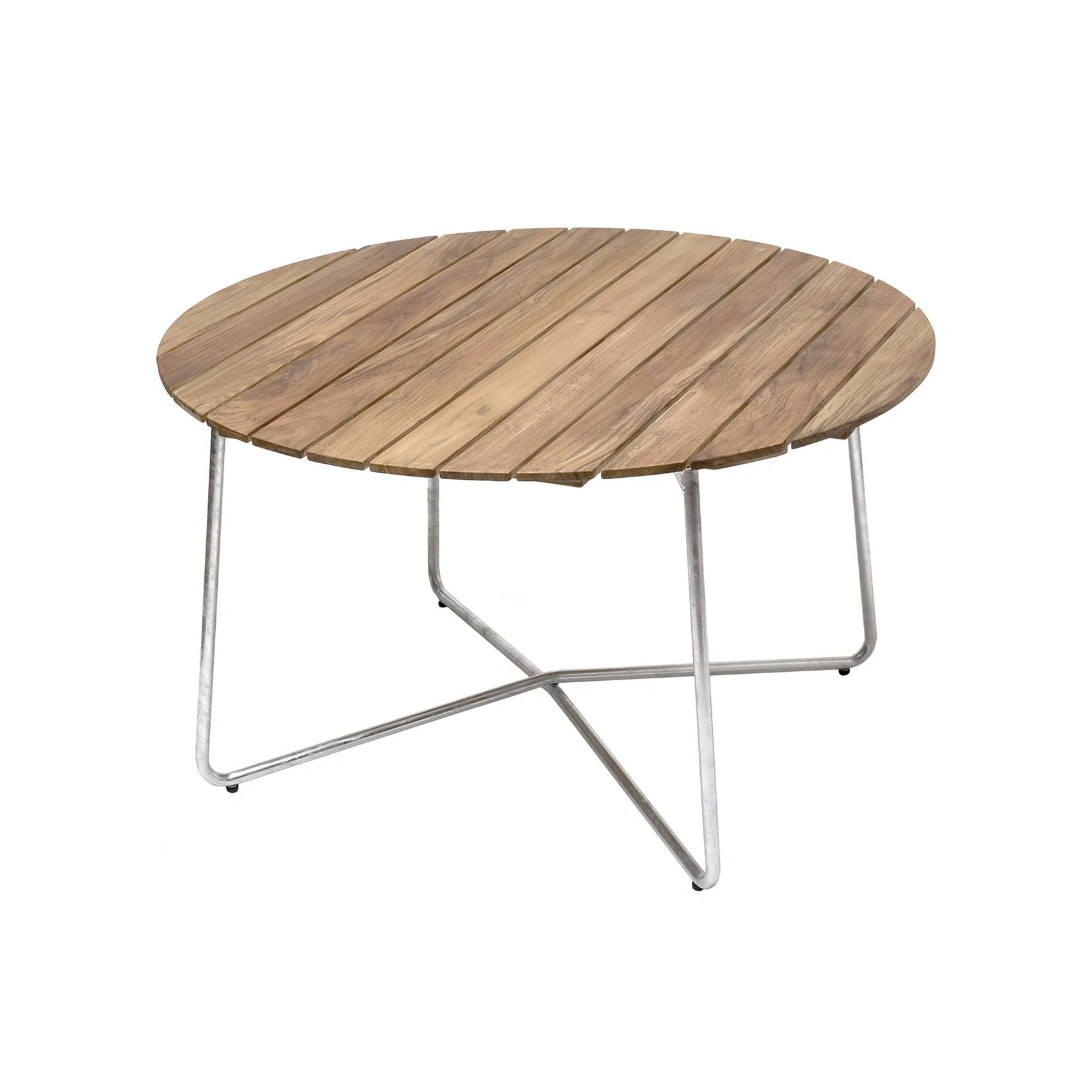 9A bord teak / varmförzinkat Ø120 cm - Silver/Träfärgad