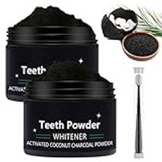 Natural Teeth Whitening Powder-2Pcs Tooth Cleaning Powder,Tooth Powder Gently Cleans Teeth,Fresh Breath,Black Charcoal Toothpaste,Deep Cleaning Teeth for Remove Yellow Stains On Teeth and Whiten Teeth