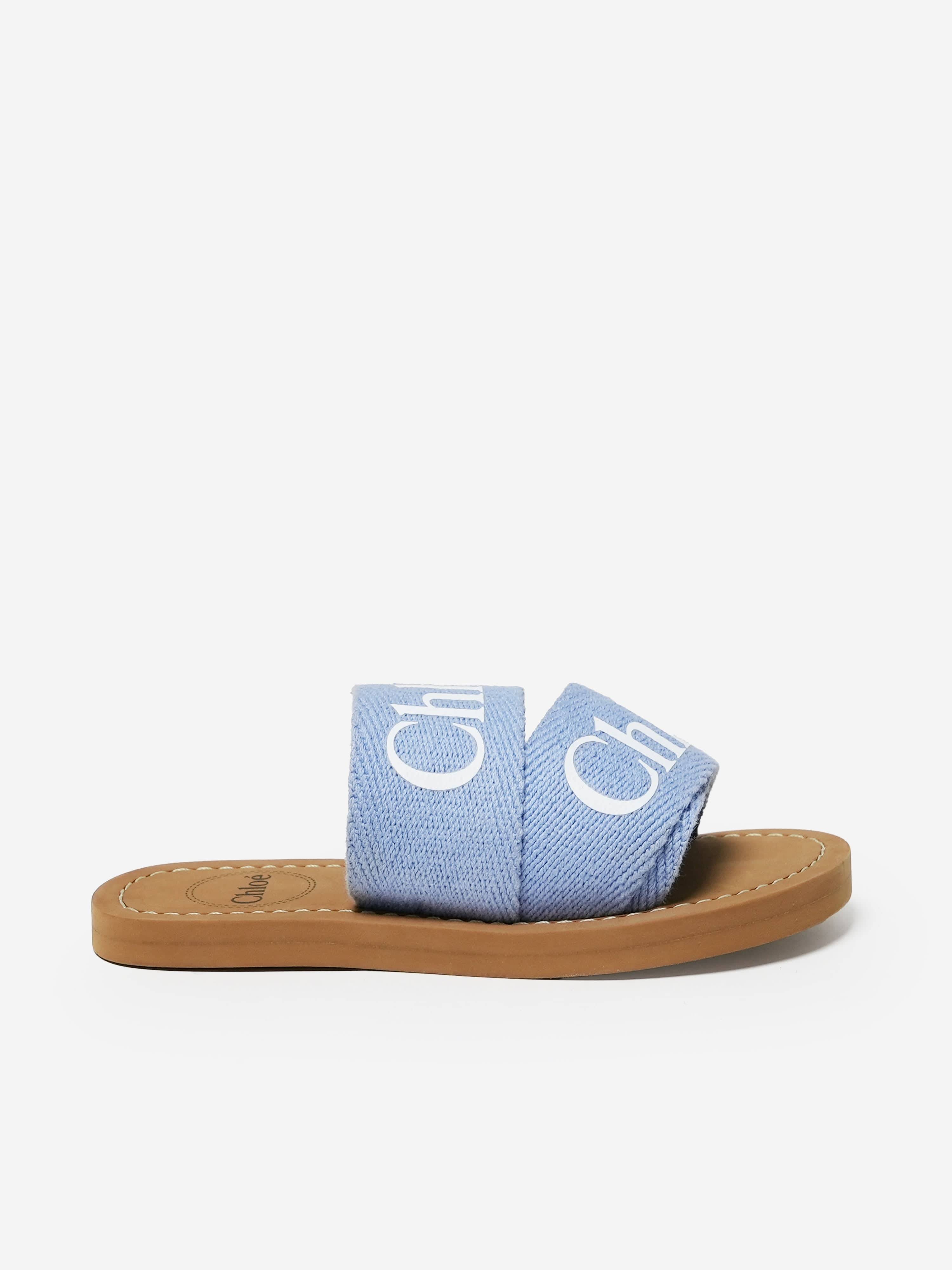 Chloé Girls Denim Logo Sliders in Blue - Blue / EU 33 UK 1 (EU 33 UK 1)