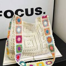 Retro Hollow-Out Floral Contrast Color Casual Crossbody Bag Seaside Beach Beach Bag Spring Summer Sweet Best Gift Out Travel Best Essentials - Multicolor - Multi-size