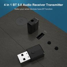 ZF-169S USB Bluetooth 5.0 Audio Receiver Sändare Trådlös musikdongeladapter 3,5 mm AUX-jack svart