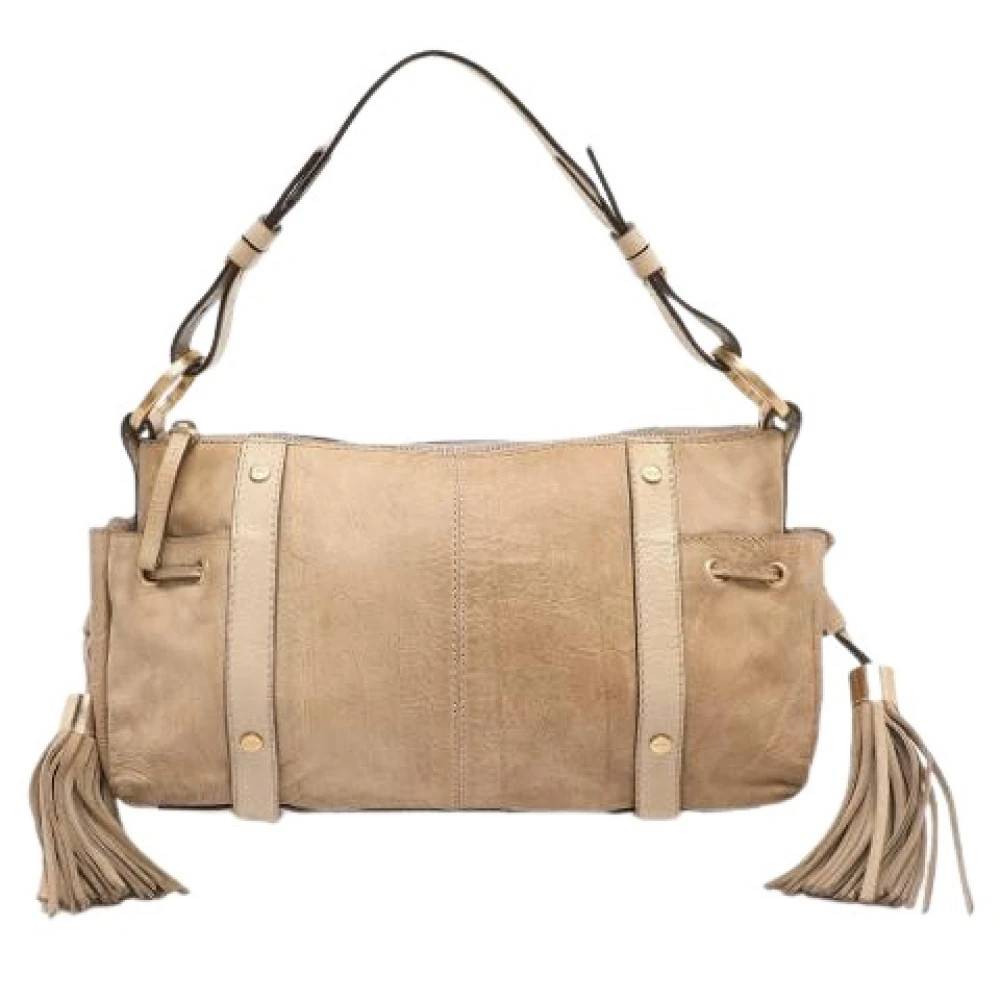 Givenchy Pre-owned Pre-owned Leather Skuldertaske - Vintage - Dame - Beige - ONE SIZE - Uld