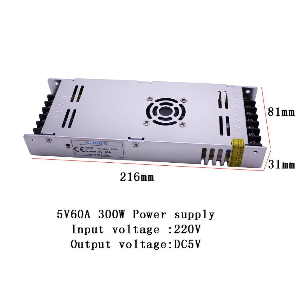 Dc5v 40a 200w 60a 300w switchar strömförsörjningsadapter transformator ac220v till dc5v adapter för led-remsor ws2812b - 5 v 60a 300w