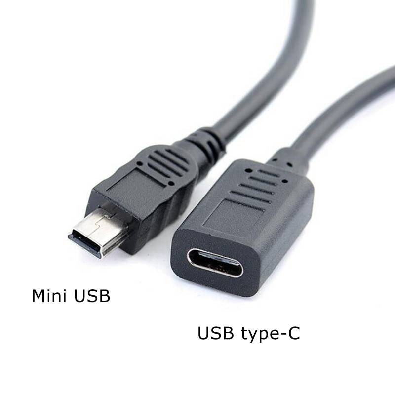 25cm usb type-c till mini usb-kabel 2.0 5- stifts mini-b hane till usb 3.1 usb-c honomvandlare adapter dataladdningskabel