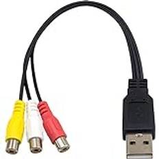 Duttek RCA till USB-kabel, USB till RCA-kabel, USB A 2.0 hane till 3 RCA hona video ljudinspelningskort adapterkabel för PC, MAC 25 cm/10 tum