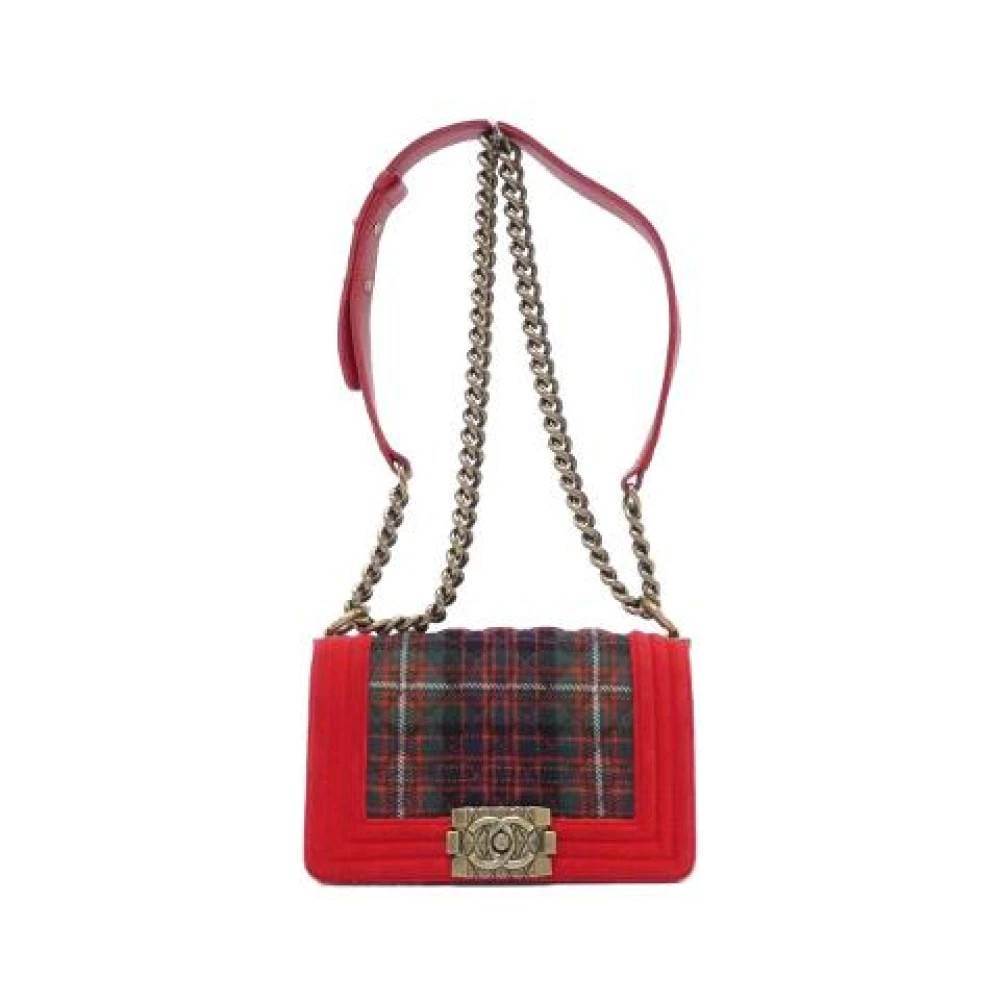 Chanel Vintage Pre-owned Boy Velour Canvas Skuldertaske - Vintage - Dame - Rød - ONE SIZE - Uld