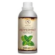 Pepparmynta Eterisk Olja 500ml - Mentha Piperita - Aromaterapi - Hemdoft - Eteriska Oljor - 100% Ren & Naturlig Pepparmyntsolja för Kroppsvård - Diffusorer - Bastu - Avkoppling - Lugnande