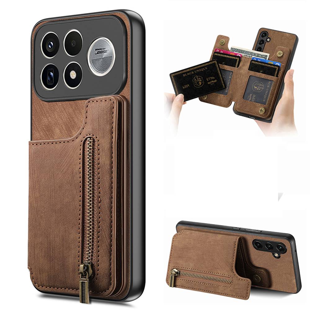 For Xiaomi Poco F9 Ultra F8 F7 X6 X7 X8 Pro Max 5G Leather Case Zipper Magnet Wallet Funda Poco F9 M8 F6 X 7 F 9  ProCard Cover