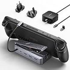JSAUX M.2-dockningsstation med PD-nätadapter på 65 W, laddningsset med HDMI 2.0 4K@60 Hz, Ethernet, dubbla USB-A 3.2 och USB-C-portar, kompatibel med Steam Deck, 6-i-1-dockningsstation för Valve Steam
