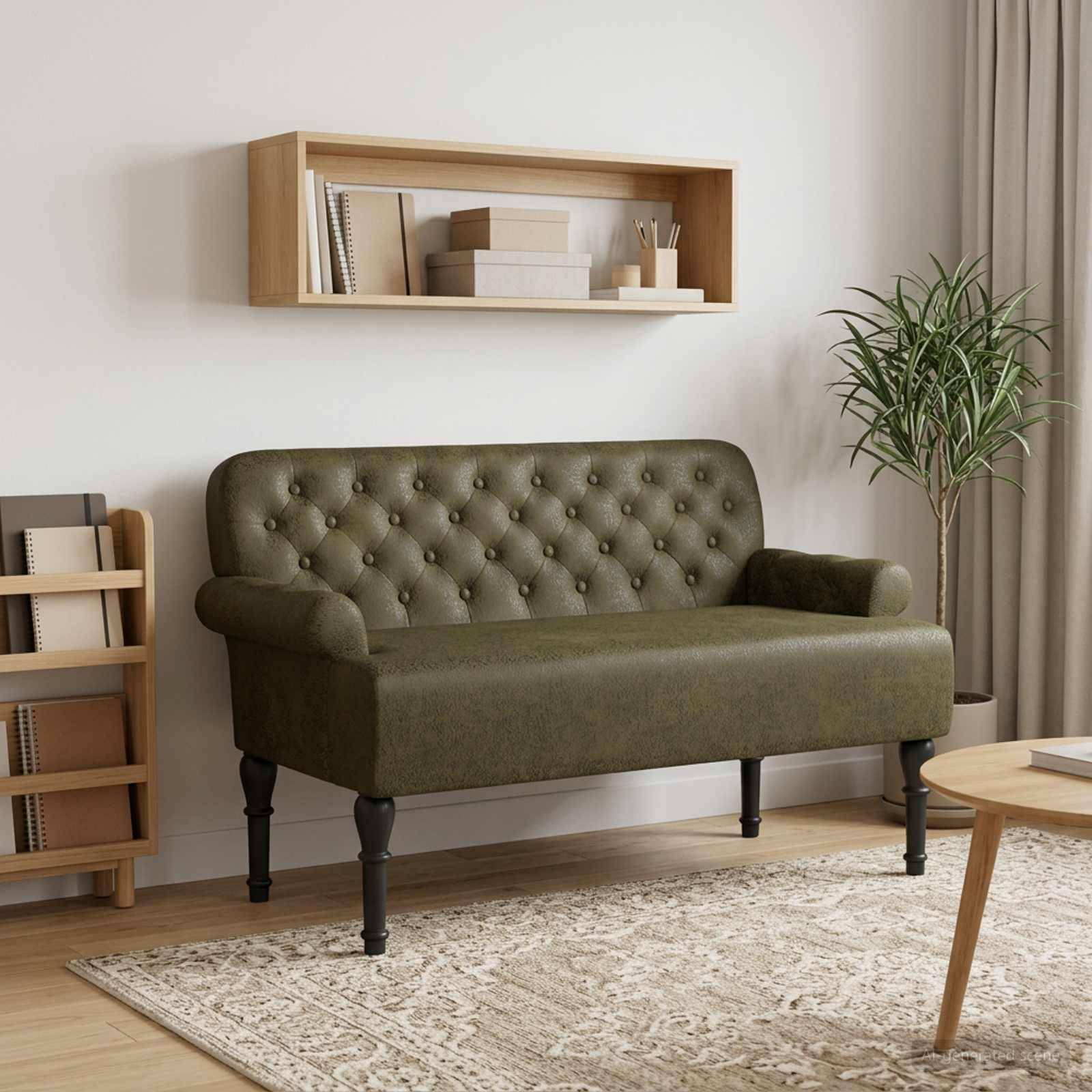 vidaXL Lænestol med knap tufting Army Grøn 120 x 65 x 78 cm