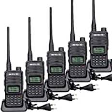 Retevis RT85 Walkie Talkie, Handhållen Bärbar Dubbelband 2-Vägs Radio, Professionell 2m / 70cm Sändtagare med VOX, DTMF, 200CH Walkie Talkie Lång Räckvidd för Lager, Fabrik (Svart, 5St)