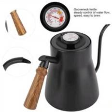 850ml espressobryggare kaffedroppskanna över kaffekokare svanhalsmokabryggare med trähandtagstermometer för köksredskap