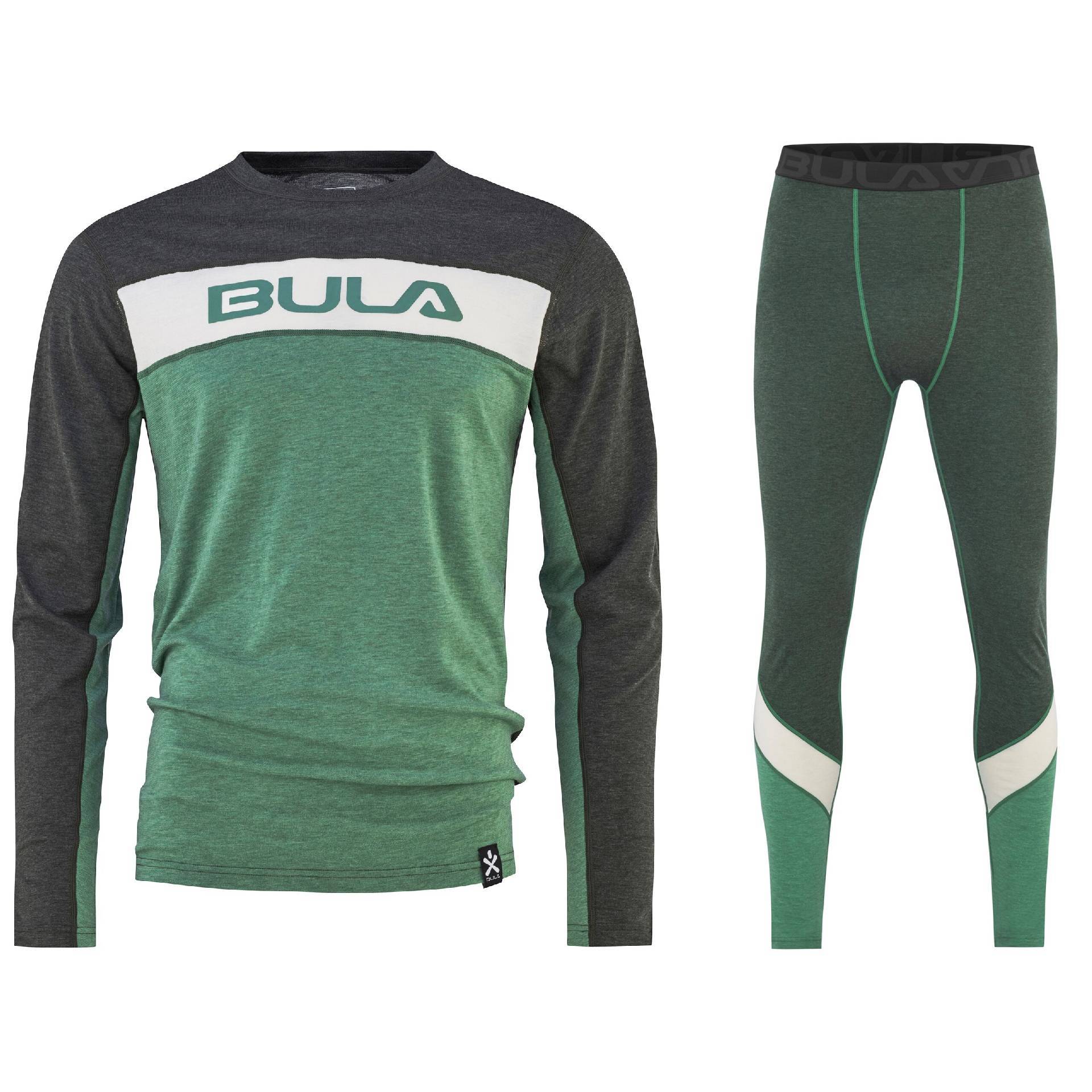 Bula Retro Merino Wool Crew Skiundertøj Sæt Herre - Ivy - L