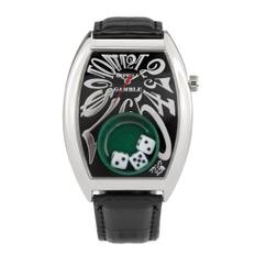 Frank Miura Watch FRANK MIURA Macau Gambling Watch Reprint Dice Casino Leather Belt Black Men's (Silver Black)