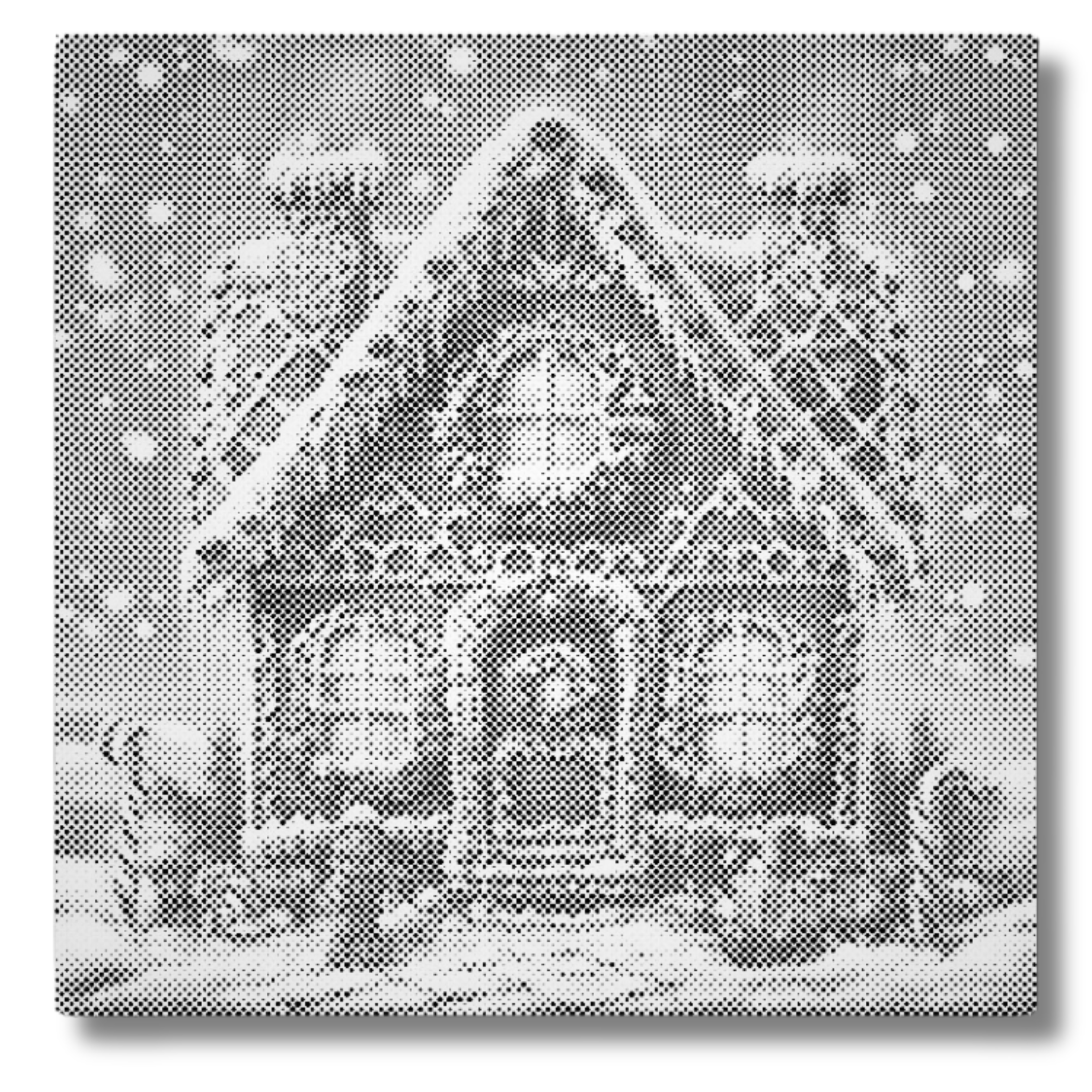 VINTERHUS | PRICKMÅLNING - 50x50 cm / Duk - Utan ram / Svart